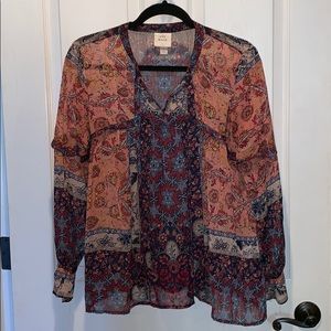 Flowy romantic multi flowered print blouse